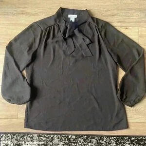 Adrienne Vittadini Black Blouse with Tie Collar/Neck